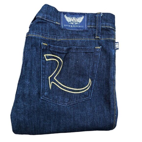 Rock & Republic Embroidered Jeans Size 32 STELLA Blue - Picture 1 of 9
